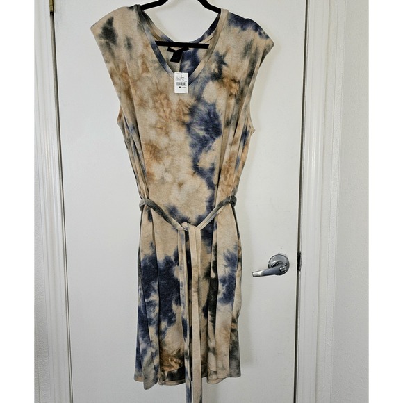 Ashley Stewart New With Tags Tie Dye Women's Dress Size 22 / 24 W Tan Blue, Grey - Picture 13 of 16